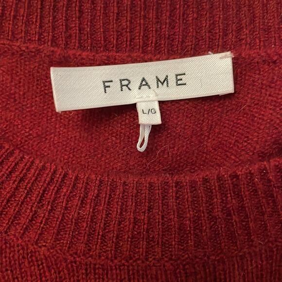 Frame Women's Cashmere Sweater Puff Shoulder Red Size Large Retails $428 - Picture 5 of 6